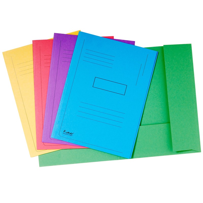 Exacompta Chemise imprimée 2 rabats Forever - carte recyclée  290g/m² - Format 24 x 32 cm - Dos 2 cm - Coloris assortis - Lot de 50