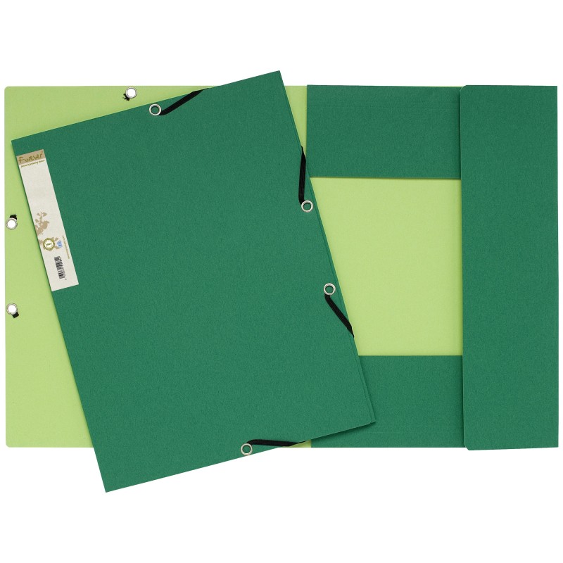 Exacompta Chemise Forever® A4 à 3 rabats et à élastiques, 225 feuilles, 240 x 320 mm,  carte recyclée , vert foncé