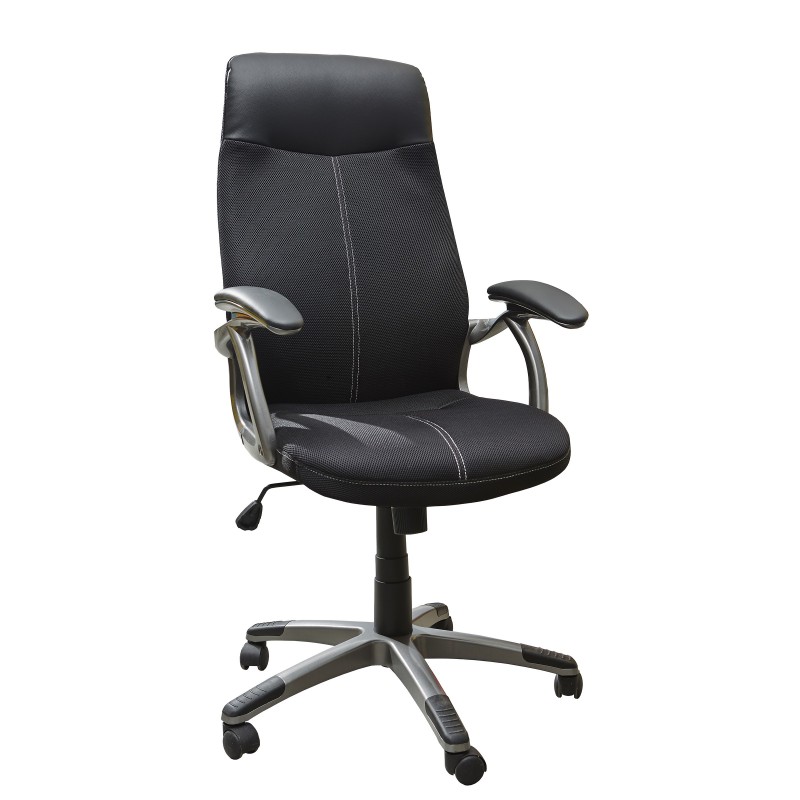 Fauteuil de direction JACK Tissu maille mesh Noir Hauteur réglable - Accoudoirs Dossier Roulettes