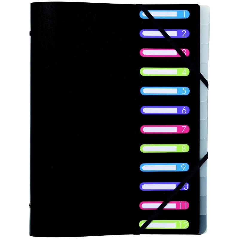 Exacompta Chemise de classement 3 rabats, polypropylène, noir, A4