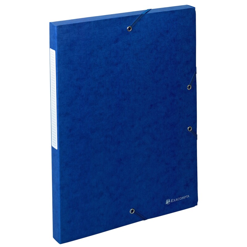 Exacompta Boîte de classement A4 Exabox Scotten - Carte lustrée gauffrée 7/10E - Dos 2,5 cm - Bleu