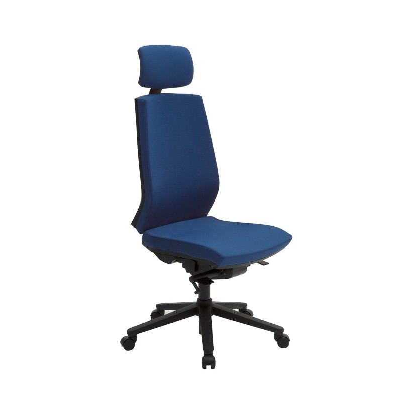 Siège de bureau Mathilde Tissu rembourré   avec têtière Hauteur ajustable A roulettes - Bleu