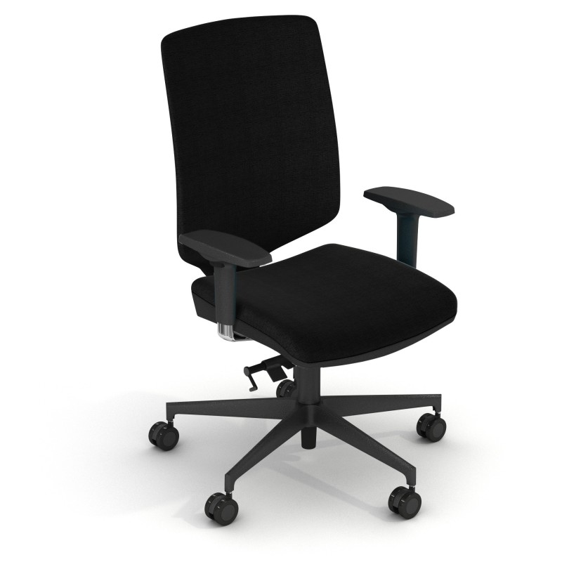 Siège de bureau BLOOM Tissu rembourré Hauteur ajustable A roulettes - noir - Piètement noir