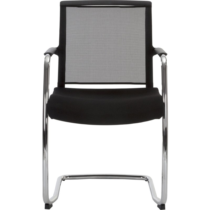 Chaise  de réunion & visiteur Bloom maille/tissu Piètement luge  - Noir
