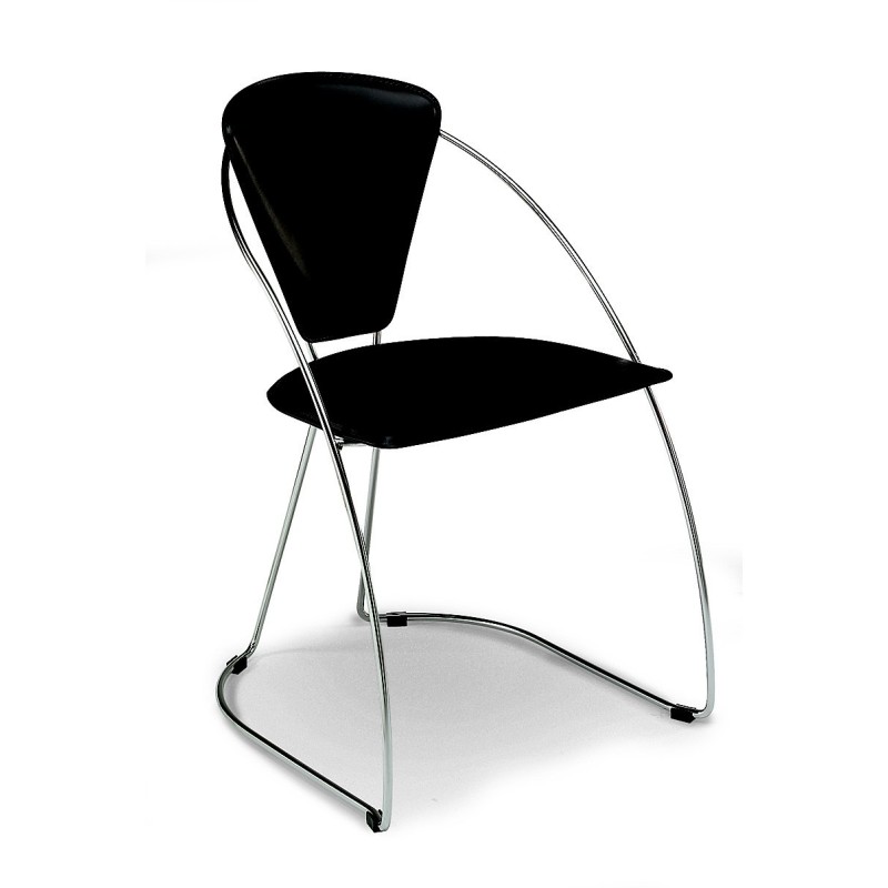 Chaise visiteur Laura - Cuir aggloméré - Noir