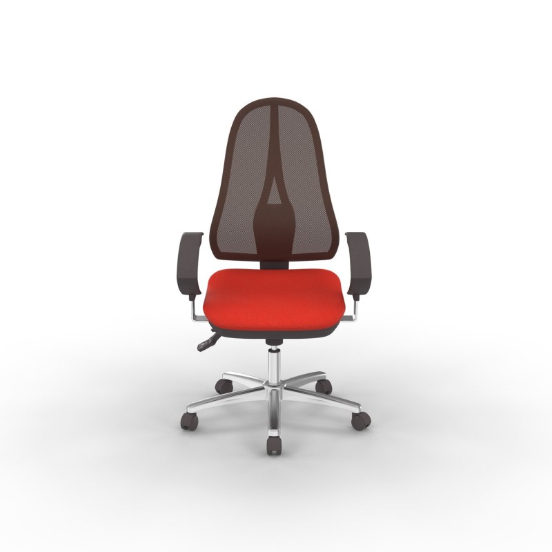 Topstar Siège bureau OPEN POINT DELUXE Tissu Rouge Maille Noir Hauteur réglable - Accoudoir Roulette