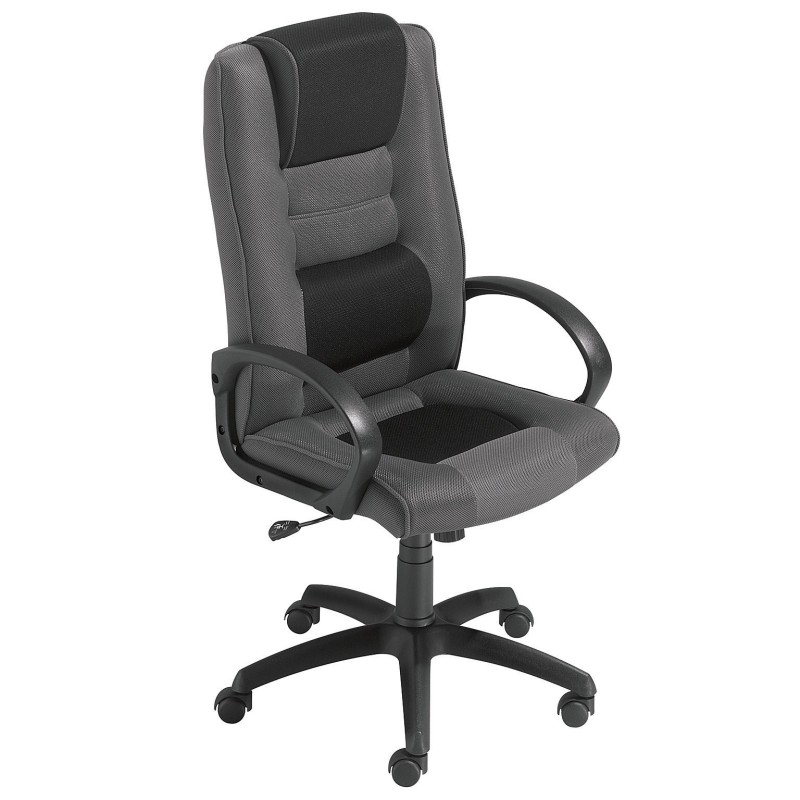 Fauteuil direction Capital Confort Polyester Gris Noir Hauteur réglable - Accoudoir Dossier Roulette