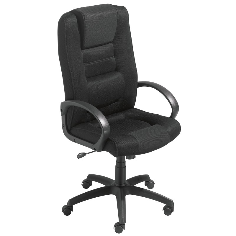 Fauteuil direction Capital Confort Tissu Noir Hauteur réglable - Accoudoirs Dossier Roulettes