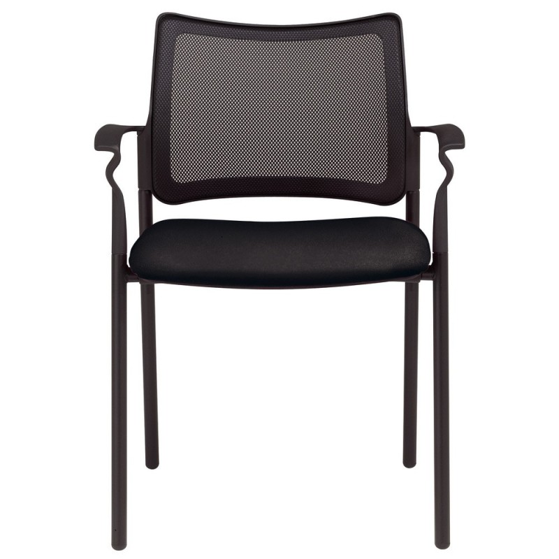 Chaise visiteur Bilbao Maille & Tissu Noir – Accoudoirs Pieds métal
