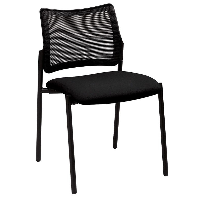 Chaise visiteur Bilbao Maille Filet & Tissu Noir – Pieds métal
