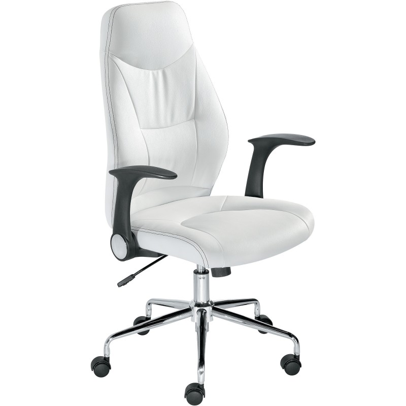 Fauteuil direction PERFORMER Simili cuir Hauteur ajustable Avec accoudoirs À roulettes Hauteur dossier 65 cm Blanc