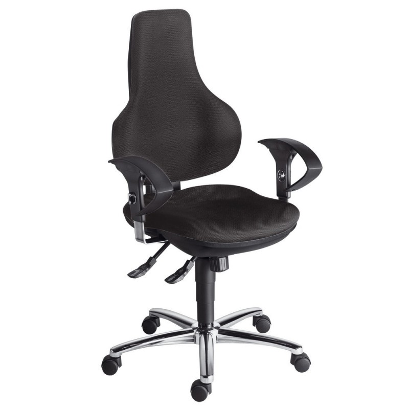 Siège de bureau ERGO POINT Tissu Noir Hauteur réglable - Accoudoirs Dossier Appuie-tête Roulettes