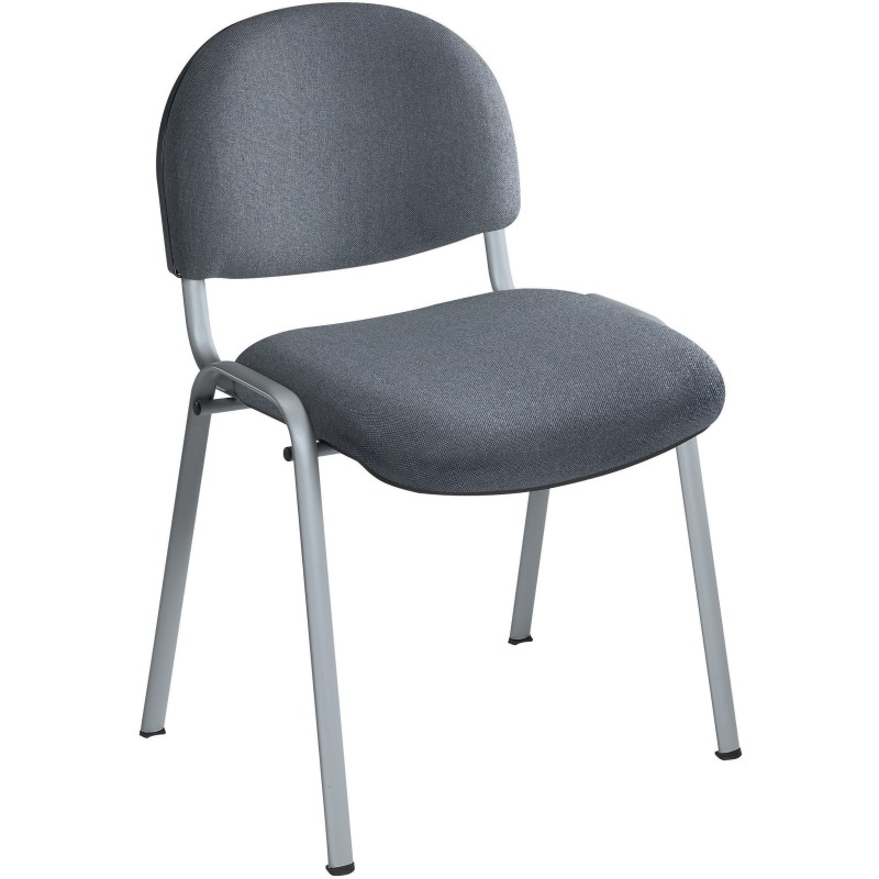 Chaise réunion et visiteur Prima - Tissu rembourré - Anthracite - Pieds Aluminium