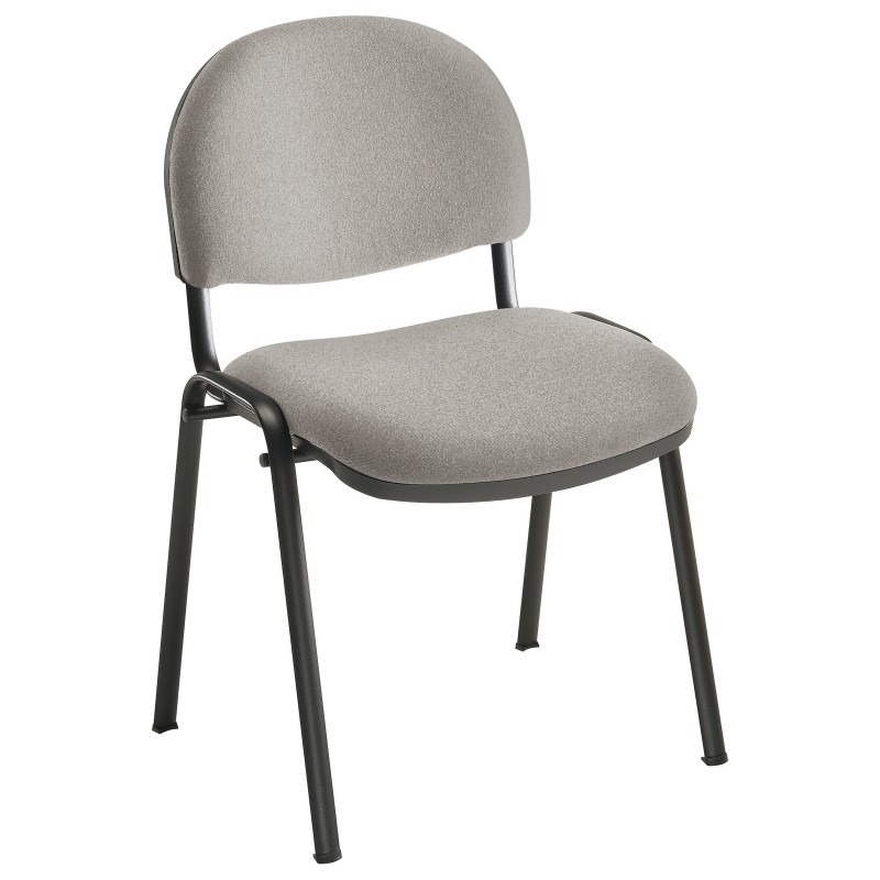 Chaise réunion et visiteur Prima - Tissu rembourré - Gris - Pieds Noir
