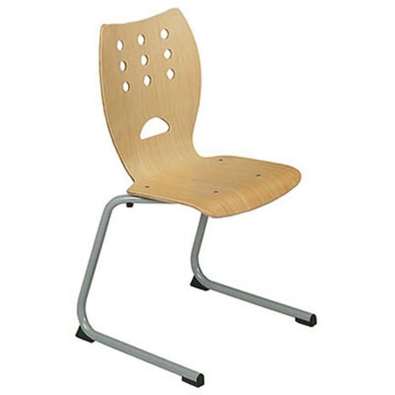 Chaise collectivités Collectiva Métal finition Hêtre - Pieds luge aluminium