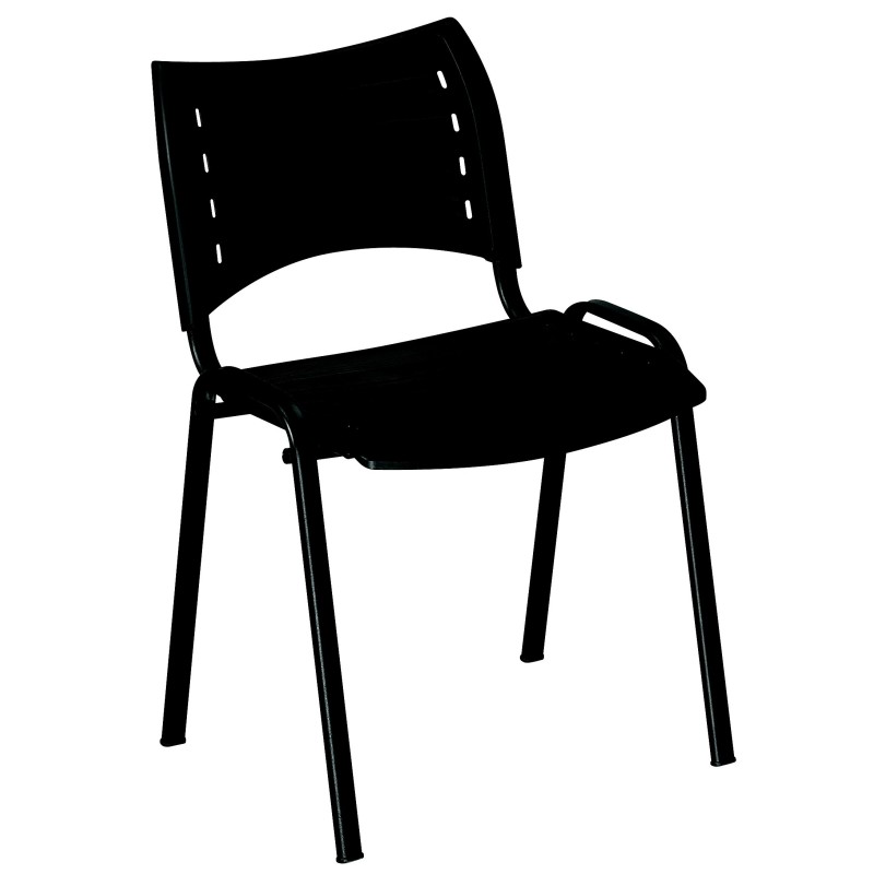 Chaise collectivités Fun - Polypropylène - Noir - Pieds métal Noir