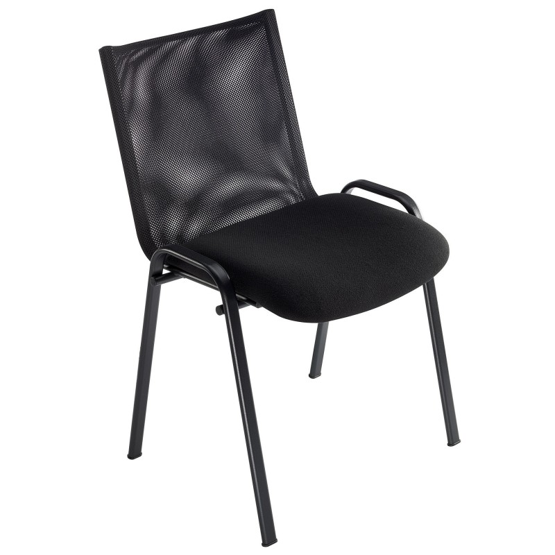Chaise visiteur Melika - Maille filet - Noir - Pieds métal