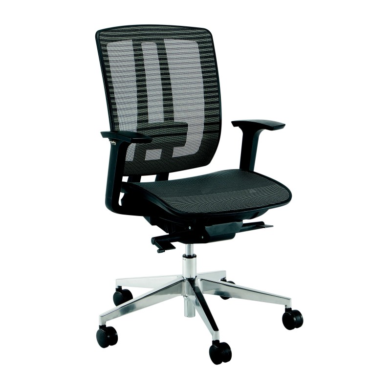 Fauteuil ergonomique AIR ONE Maille et Tissu Noir Hauteur réglable - Accoudoirs Dossier Roulettes