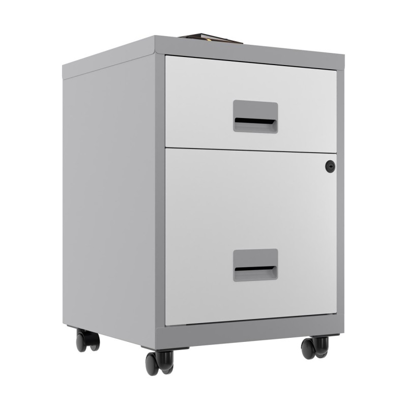 Caisson mobile Pratic - 2 tiroirs - Aluminium - Tiroirs Blanc