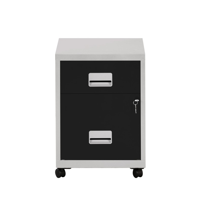 Caisson mobile Pratic - 2 tiroirs - Aluminium - Tiroirs Noir
