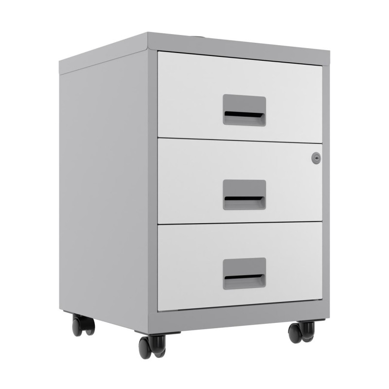 Caisson mobile Pratic - 3 tiroirs - Aluminium - Tiroirs Blanc
