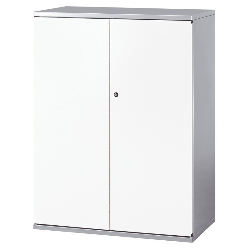 Armoire métal Starting portes battantes - H. 105  x  L. 80 cm - Corps Alu - Portes Blanches