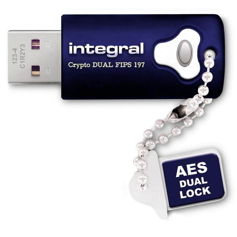 INTEGRAL MEMORY Clé USB 3.0 FIPS 197 Crypto Dual, chiffrement 256 bits - 32 Go - Bleu
