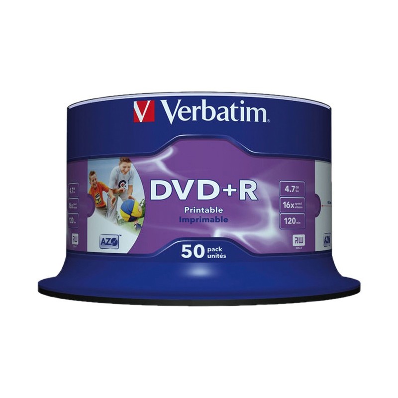 Verbatim DVD+R vierge Azo, 4,7 Go / 120 min, transfert de données vitesse 16 X