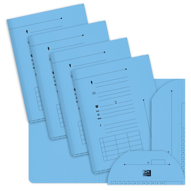 Oxford Chemises sous-dossiers 2 rabats A4 en kraft 240g bleu pastel - Lot de 25