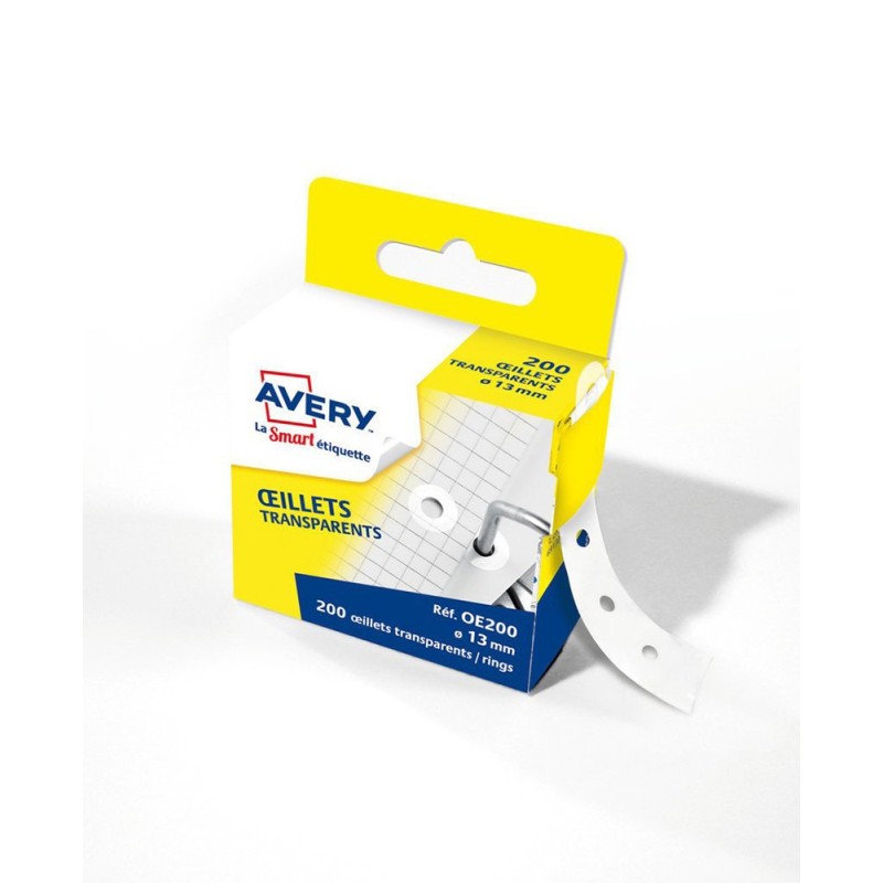 Avery Pochette de 200 œillets de renforcement 13 mm - Tranparents