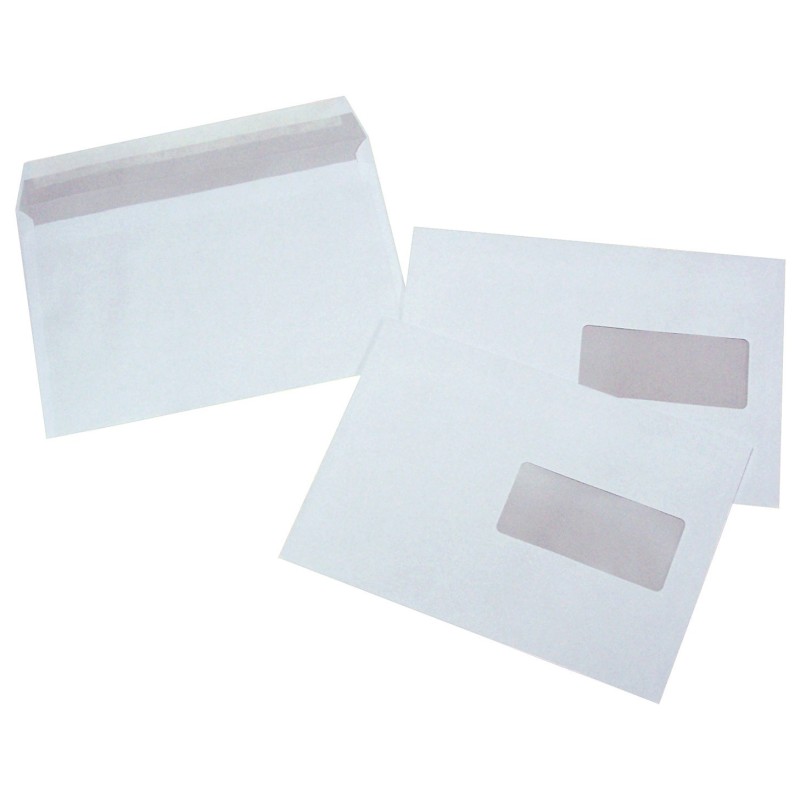 Enveloppe blanche C5 162 x 229 mm 90g fenêtre 45 x 100 mm - autocollante bande protectrice - Lot de 500