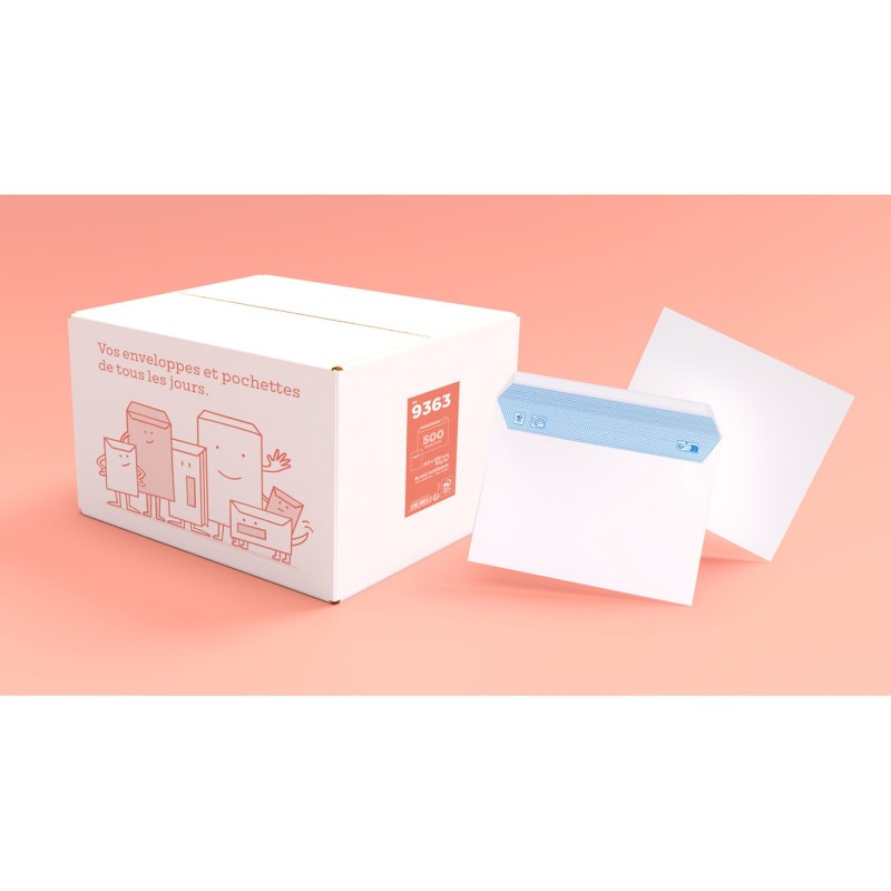 Enveloppe blanche C5 162 x 229 mm 80g sans fenêtre - autocollante bande protectrice - Lot de 500