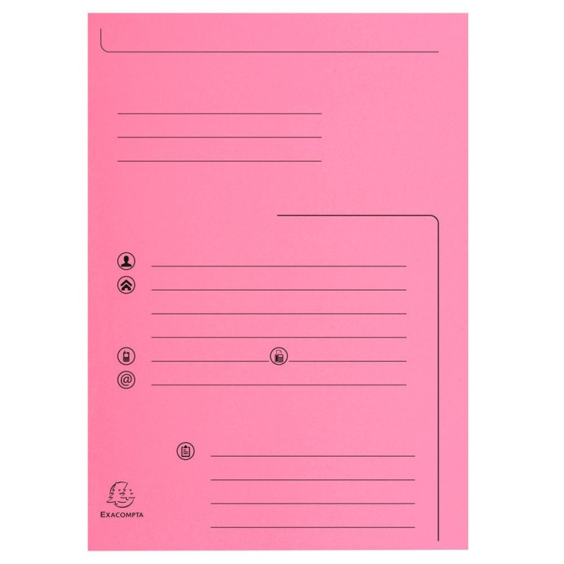 Exacompta Chemises  dossier 2 rabats préimprimée capacité de 200 feuilles A4, carte 240 x 320 mm, Rose (25 Chemises)
