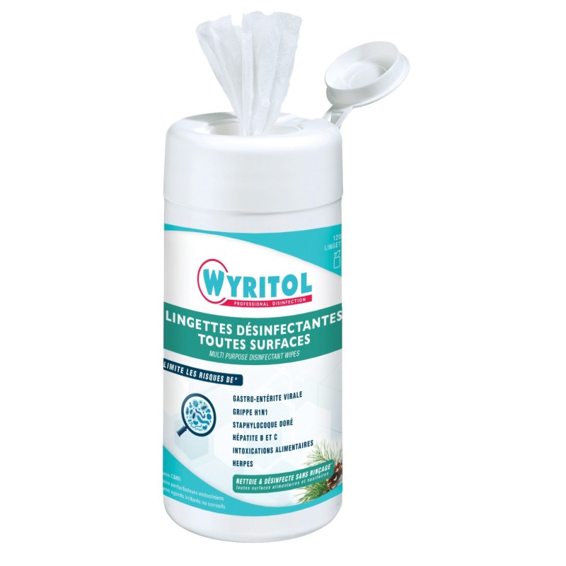 Wyritol Lingettes nettoyantes désinfectantes - 120 feuilles