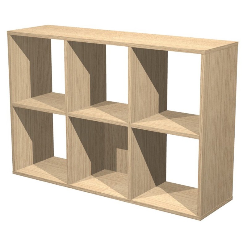 Module bibliothèque multicases - 6 cases - Chêne