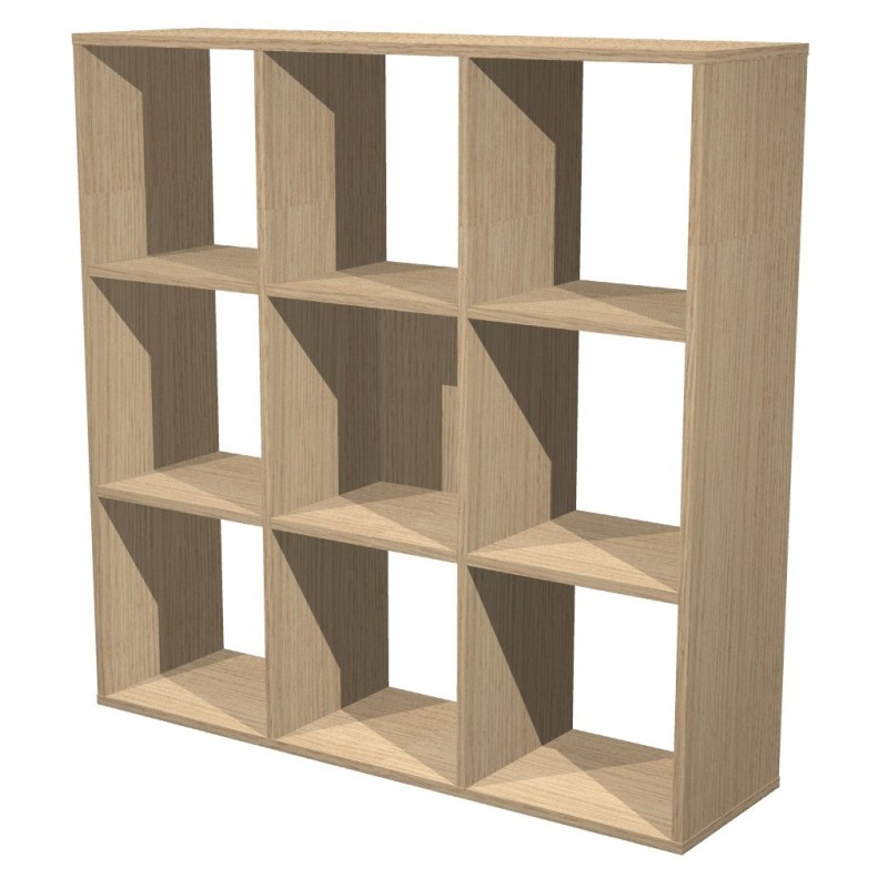 Module bibliothèque multicases Classic - 9 cases - Chêne