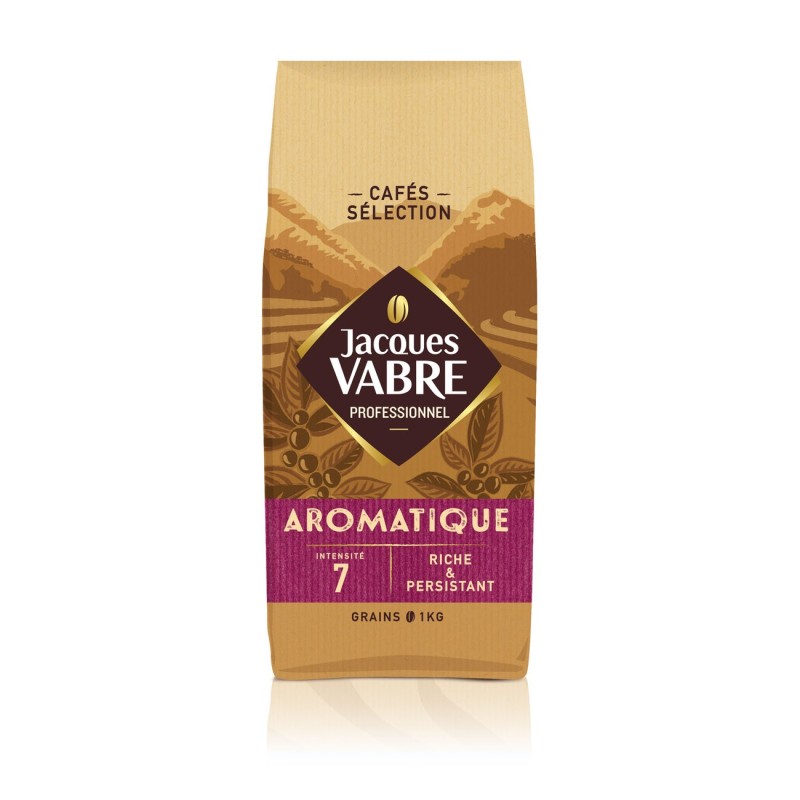 Jacques Vabre Café en grains Aromatique mélange arabica et robusta - Intensité 7 - Paquet 1 kg