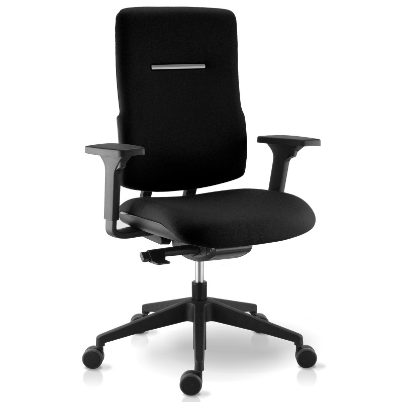 Siège de direction EDVIN Tissu Polyester Noir Hauteur réglable - Dossier Roulettes