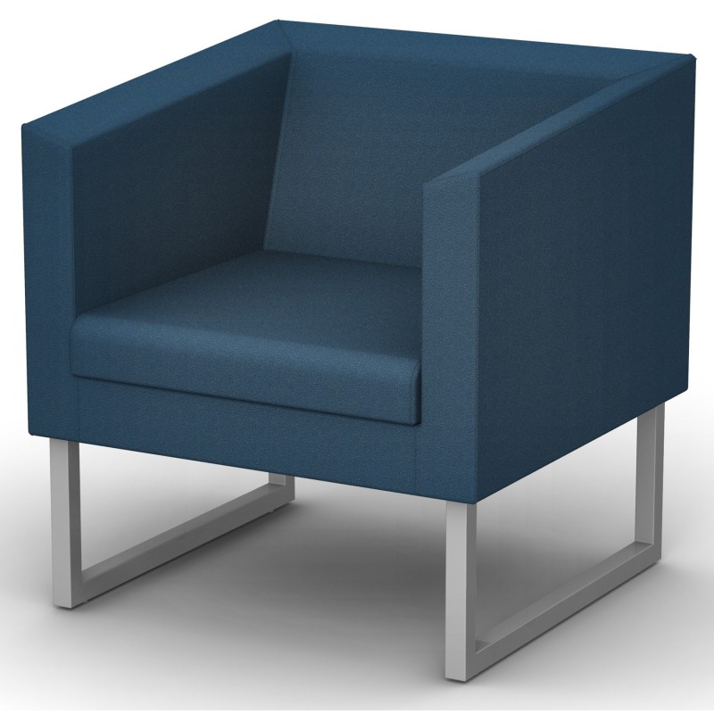 Fauteuil d'accueil Sten 1 place Tissu bleu Piètement acier aluminium