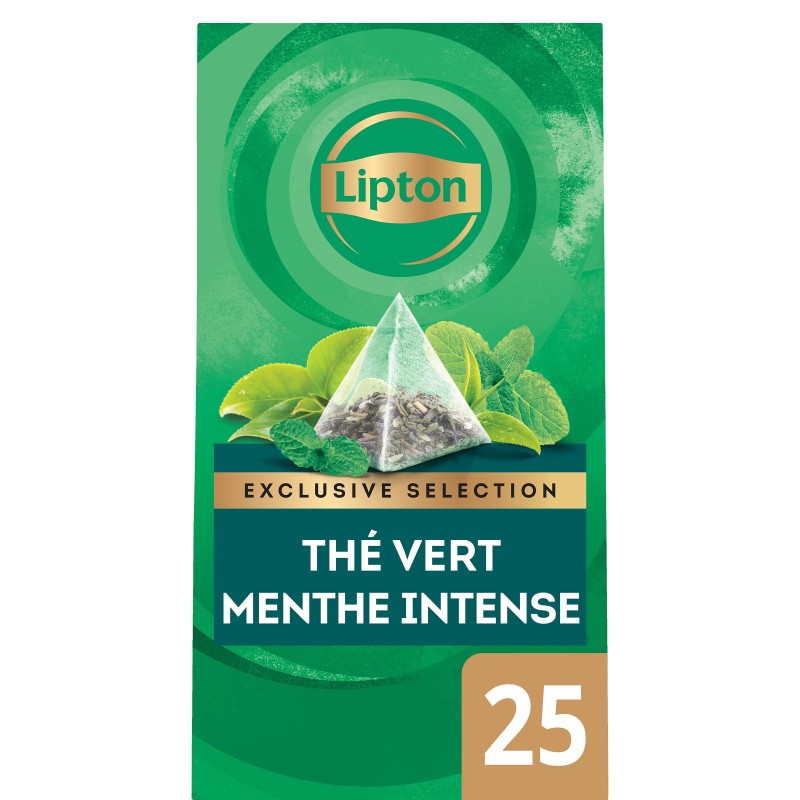 Lipton Exclusive Selection Thé Vert Menthe Intense 25 Sachets Pyramide