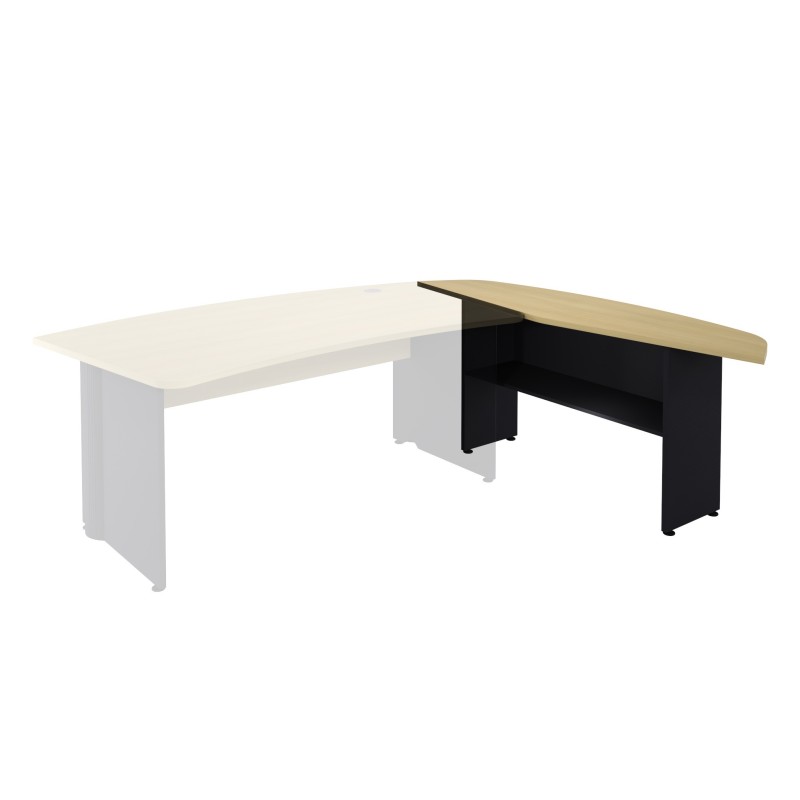 Retour courbe bureau Direction Activity - L.180 x P.60 cm - Plateau Hêtre - Pieds pleins Anthracite