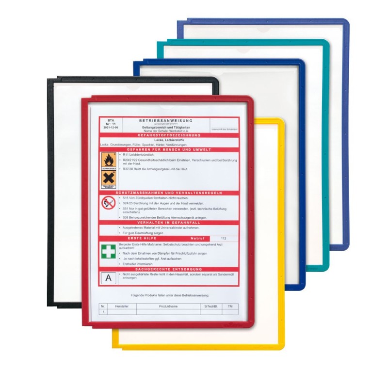 Durable Pochettes A4 pour panneau d'affichage Sherpa - Assortis - Lot de 5
