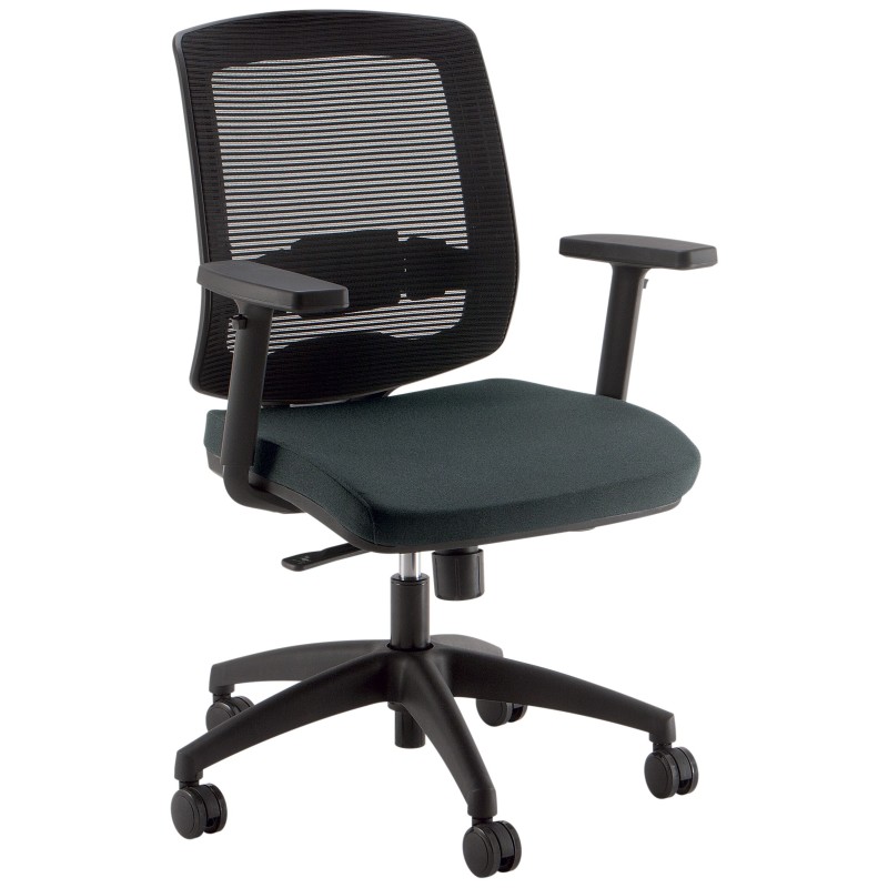 Fauteuil de bureau Malice Maille Noir Tissu Gris Hauteur réglable - Accoudoirs Dossier Roulettes