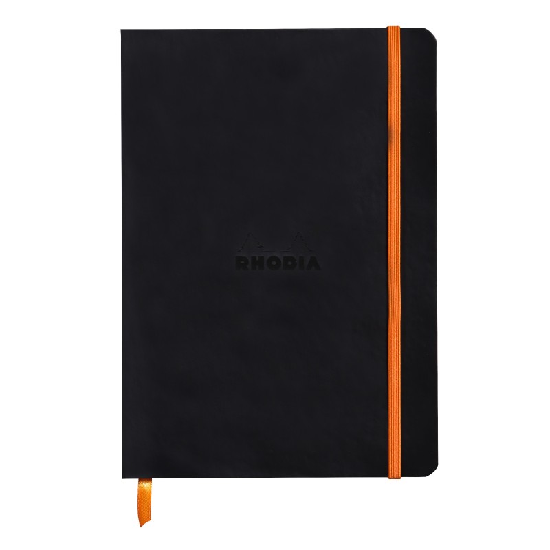 Rhodia Carnet souple Rhodiarama A5 14,8 x 21 cm - 90g - Ligné 7 mm - Noir - 160 pages