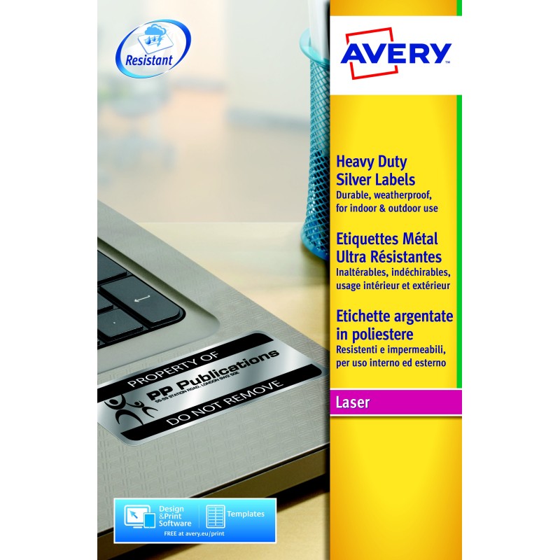 Avery L7063 Etiquettes ultra-résistantes blanches laser - polyester - 99,1 x 38,1 mm - Boîte de 280