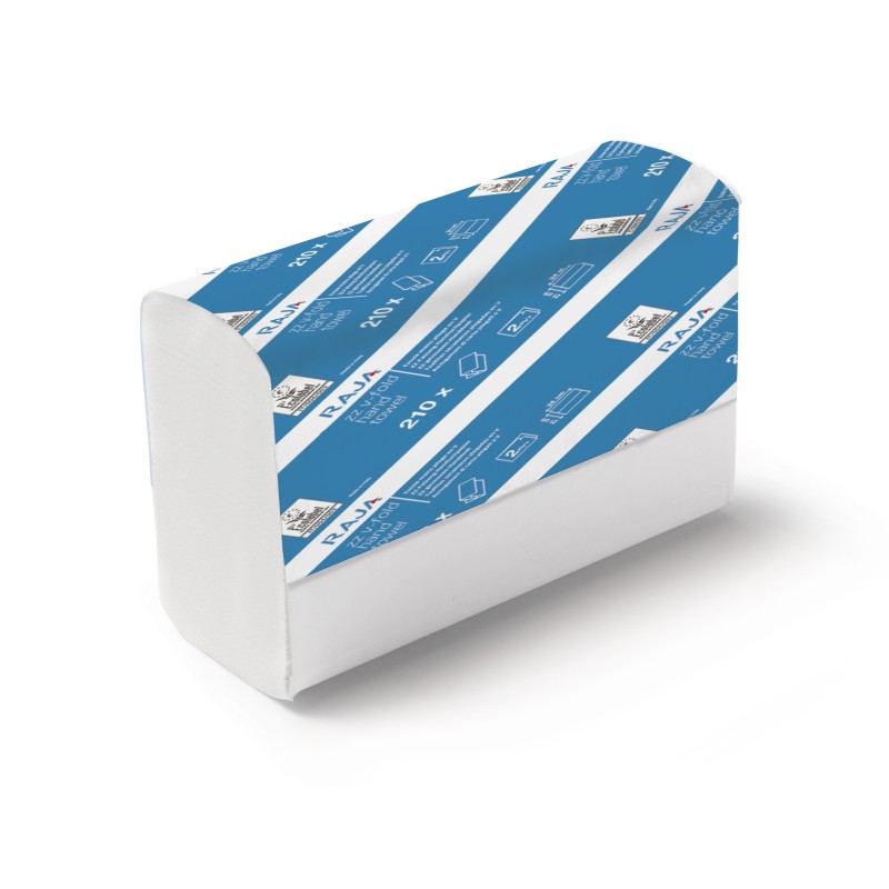 RAJA Essuie-mains double épaisseur pliage enchevêtré (en V) - Blanc - 210 feuilles - Lot de 15