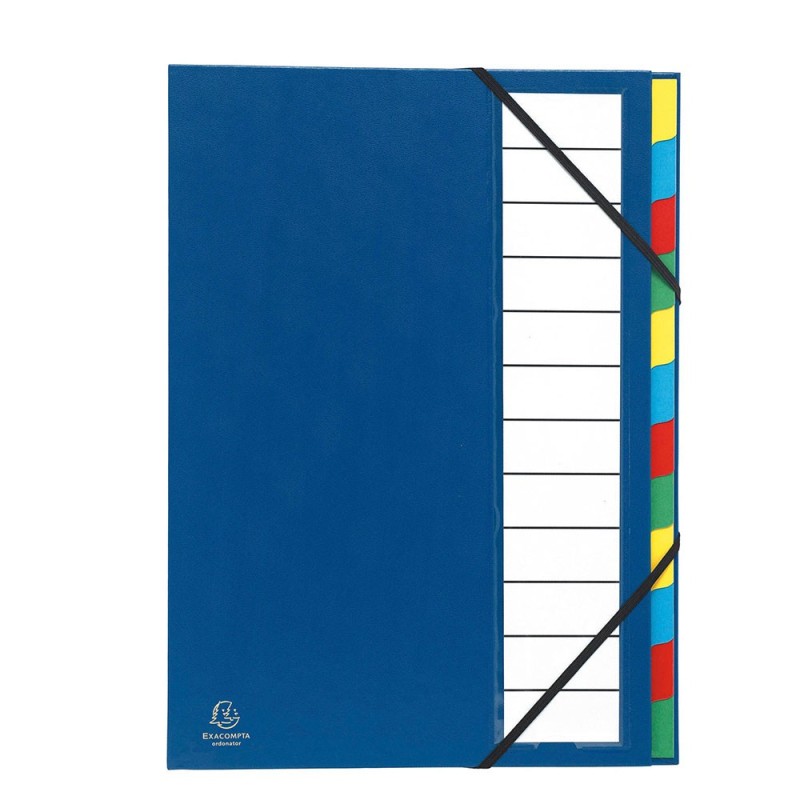 Exacompta Trieur Ordonator Nature Future avec dos extensible à soufflet - 12 divisions - Bleu