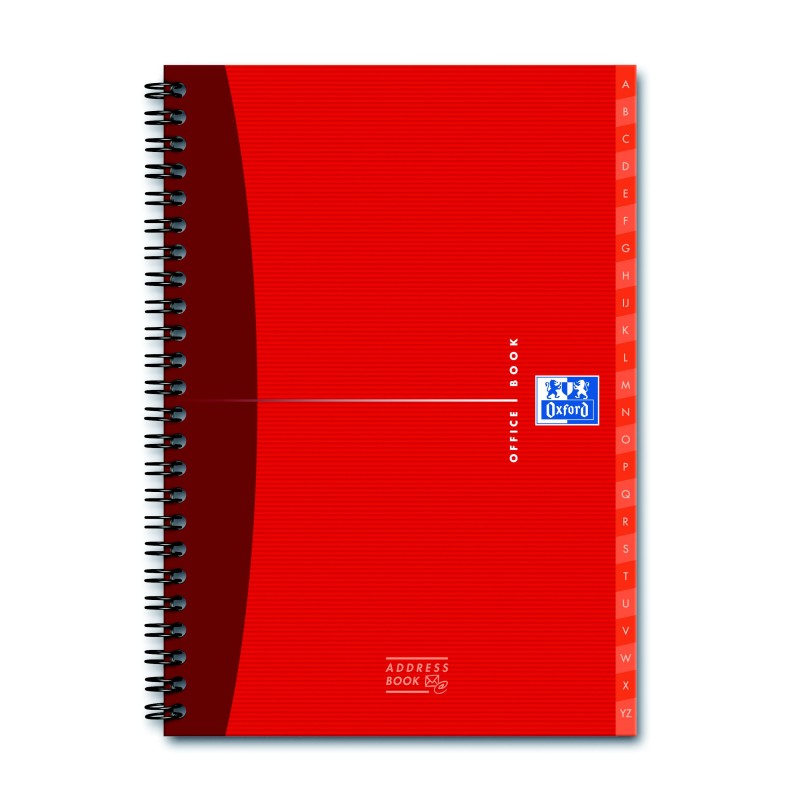 Oxford Office Essentials, carnet d'adresses A-Z, double spirale, A5, 160 pages, 90 g/m²