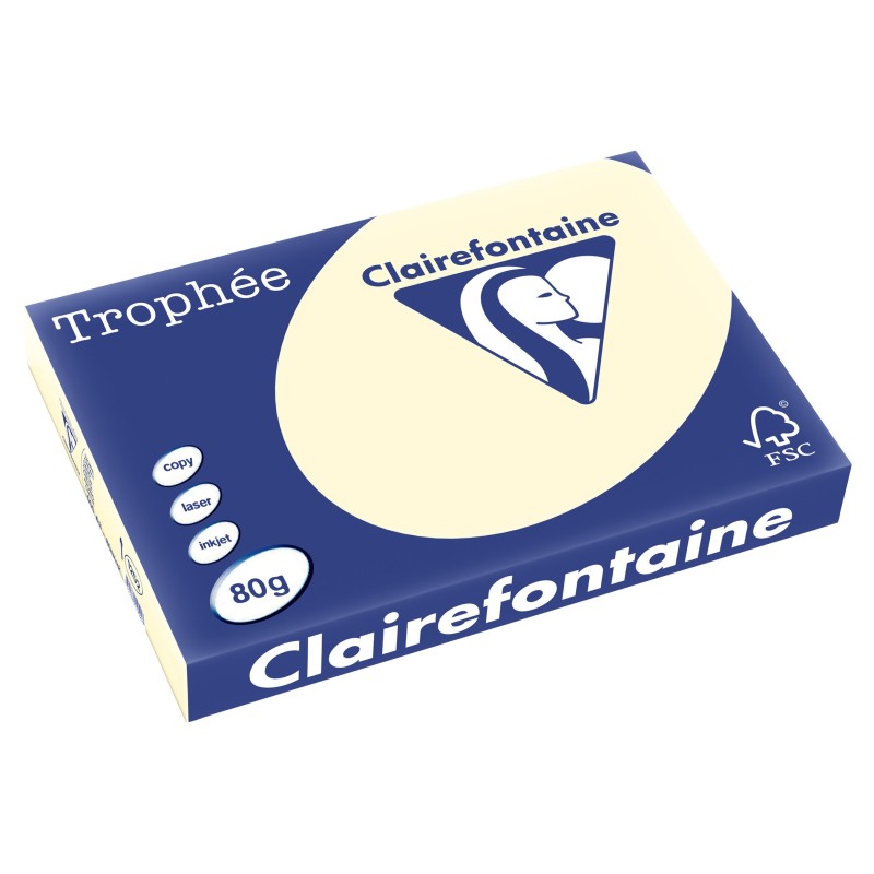 Clairefontaine Papier A3 couleur Trophée - 80g - Ramette de 500 feuilles - Ivoire Pastel