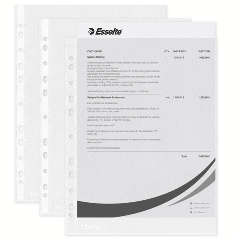 Esselte Economy - Pochette perforée polypropylène 5/100E A4 - Lot de 100
